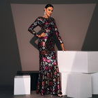 Evening Gown Long Sleeve Crew Neck Sequined Bridesmaid Dress - Dress