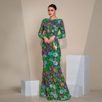 Evening Gown Long Sleeve Crew Neck Sequined Bridesmaid Dress - Green / L - Dress