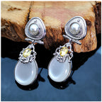 Exaggerated Moonstone Pearl Earrings - Moonstone - Earrings
