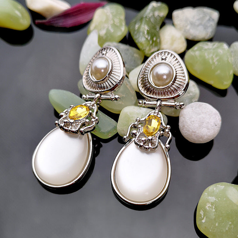 Exaggerated Moonstone Pearl Earrings - Moonstone - Earrings