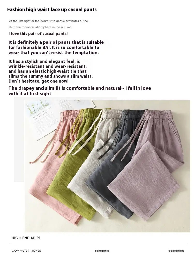 Women’s Wide Leg Cotton Linen Summer Pants