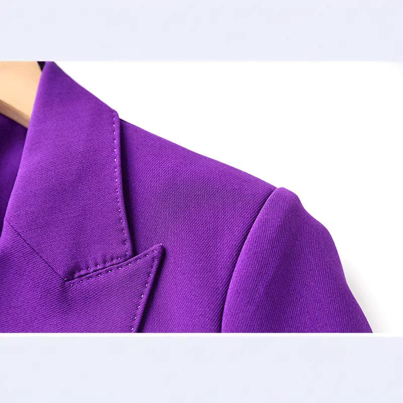 Purple Tailored Jacket & Flared Trousers, Women's Business Suit