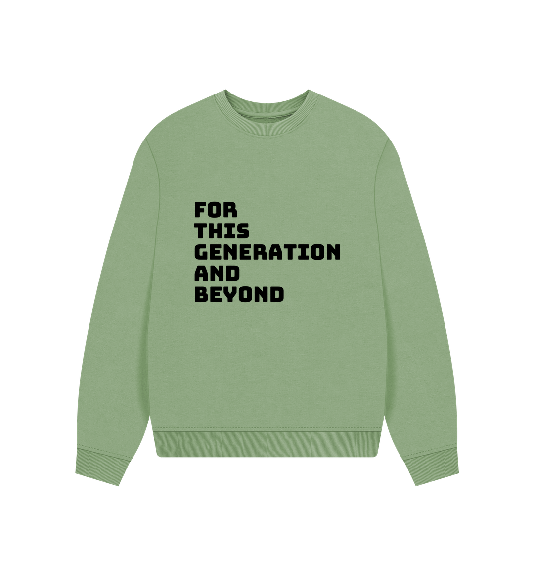 Sage Oversized Slogan Jumper