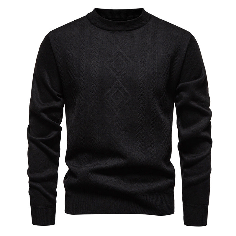 Men's Casual Round Neck Sweater, Warm Knitted Pullover Sweatshirt