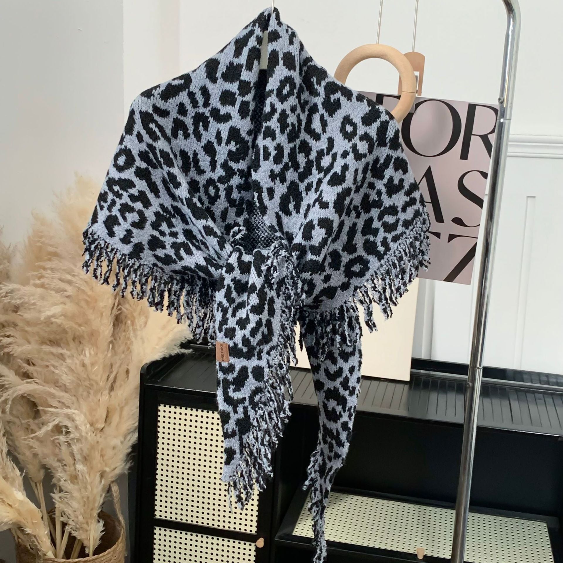 Women's Leopard Print Fringe Scarf