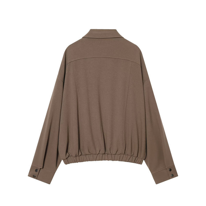 Casual Lapel Bomber Jacket And Cropped Pants Set