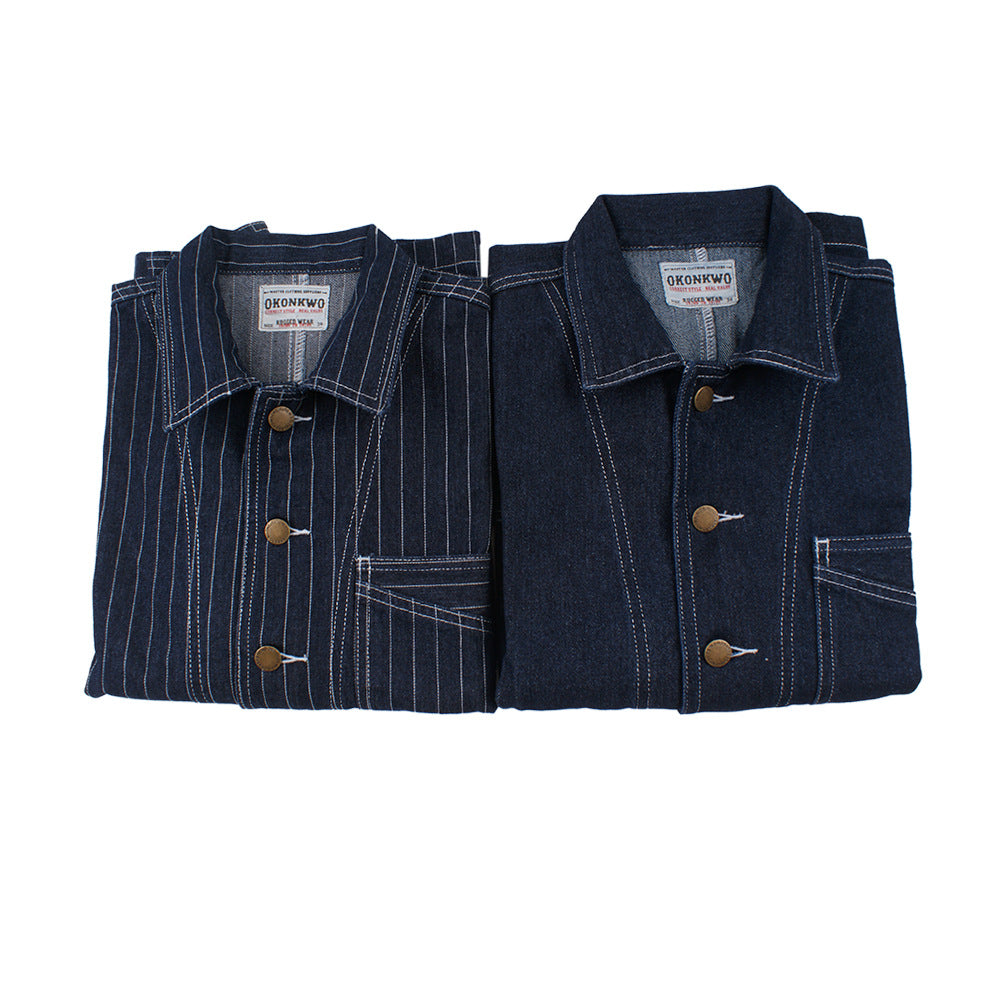 Vertical Stripe Denim Jacket - British Style