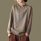 Fashionable All-match Retro Pullover Top For Women - Khaki / Free Size - top