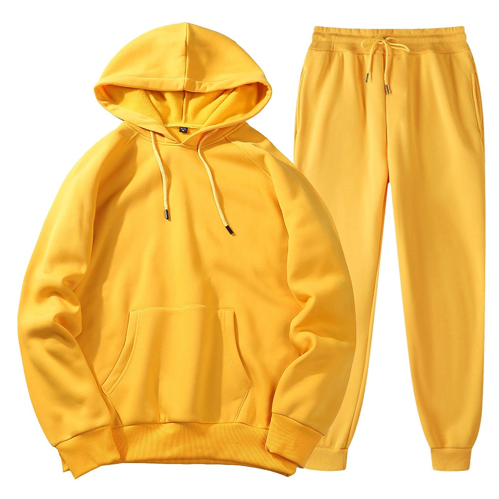 Men's Casual Solid Colour Sports Suit, Sports Hoodie and Trousers Set