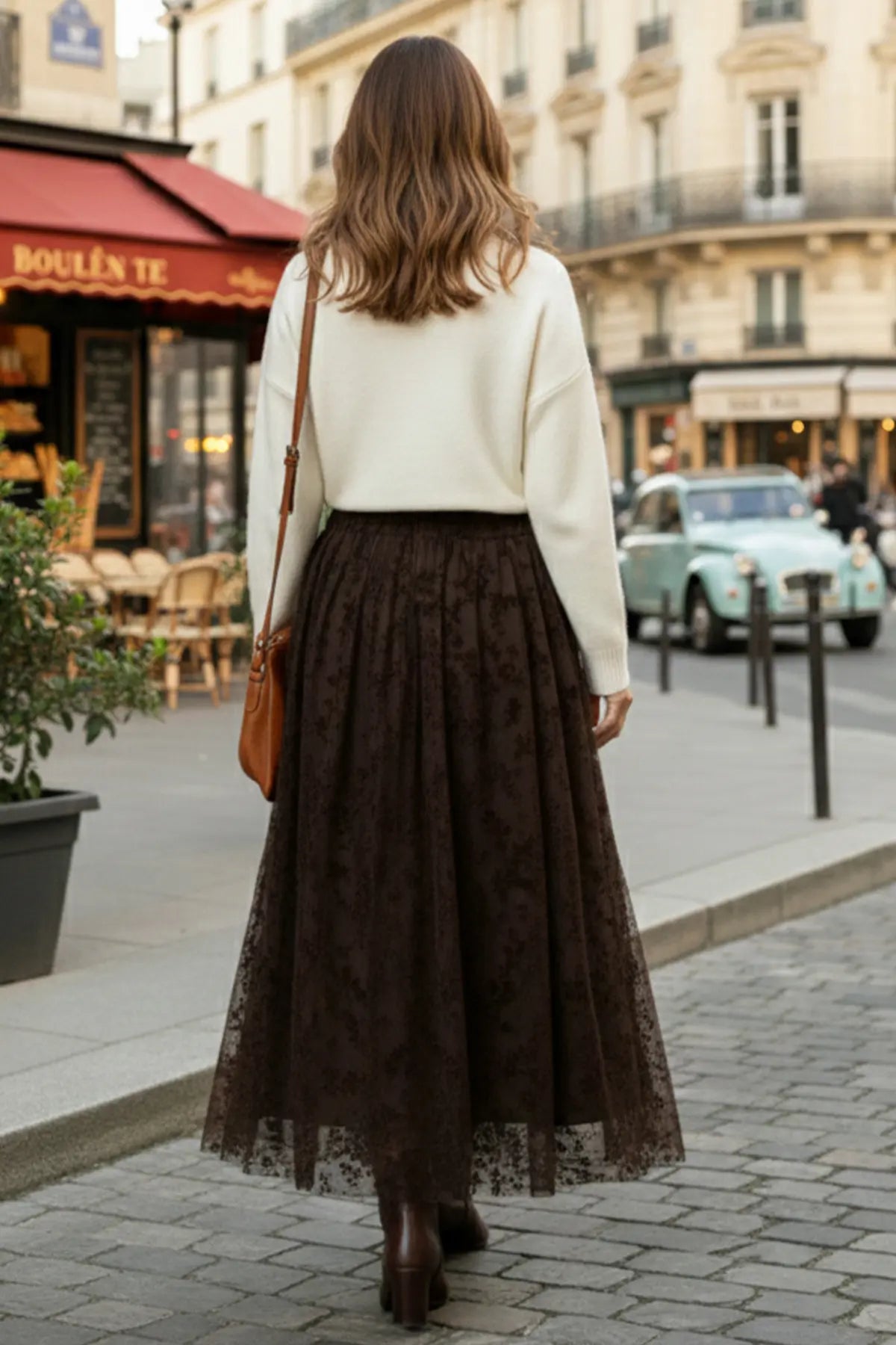 Flock Print Skirt | Brown – NEOMODEST product image 4
