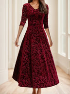 Floral Paisley Pattern Luxury Velvet Dress - Dress