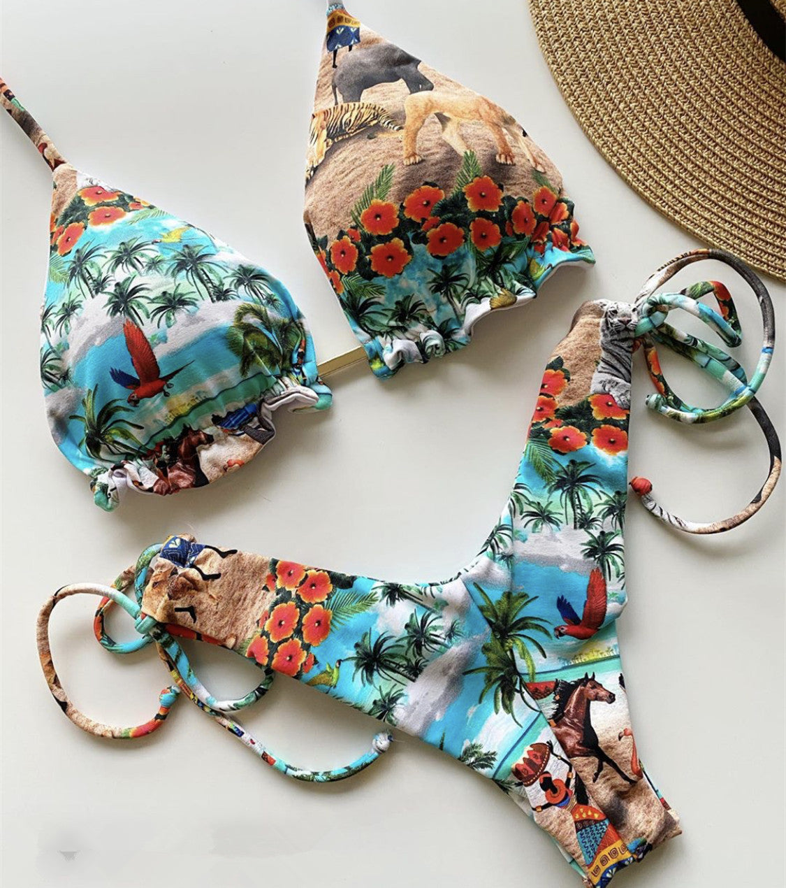 Floral Vintage Swimsuit Women’s Vintage Swimwear - Blue / L - Modest swimsuits
