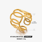 Geometric Ellipse Cross Ring - Golden Oval Ring - Ring