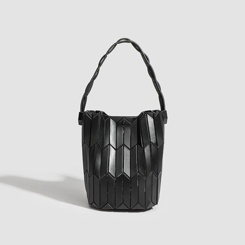 Geometric Rhombus Colour Matching Shoulder Bag - Black Small Size - Women’s Shoulder Bag