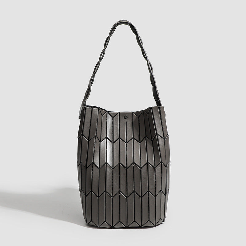 Geometric Rhombus Colour Matching Shoulder Bag - Dark Gray Large Size - Women’s Shoulder Bag