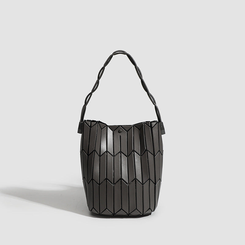 Geometric Rhombus Colour Matching Shoulder Bag - Dark Gray Small Size - Women’s Shoulder Bag