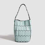 Geometric Rhombus Colour Matching Shoulder Bag - Green Plus Size - Women’s Shoulder Bag