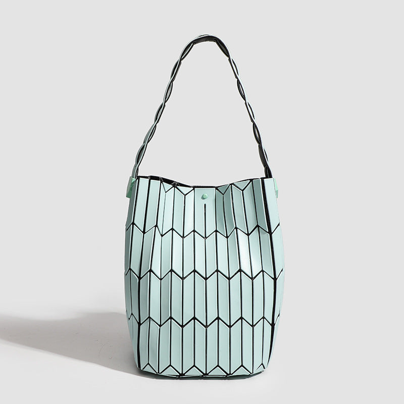 Geometric Rhombus Colour Matching Shoulder Bag - Green Plus Size - Women’s Shoulder Bag