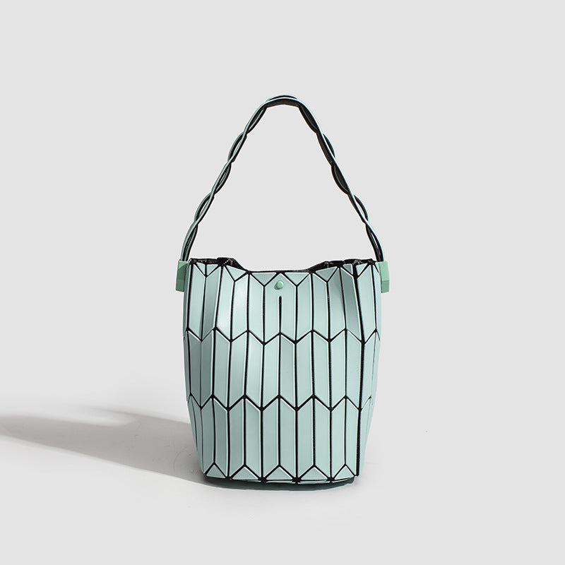 Geometric Rhombus Colour Matching Shoulder Bag - Green Small - Women’s Shoulder Bag