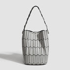 Geometric Rhombus Colour Matching Shoulder Bag - Ice Gray Large Size - Women’s Shoulder Bag