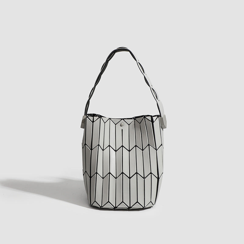 Geometric Rhombus Colour Matching Shoulder Bag - Ice Gray Small Size - Women’s Shoulder Bag