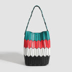 Geometric Rhombus Colour Matching Shoulder Bag - Red Mosaic Large Size - Women’s Shoulder Bag