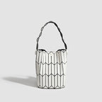 Geometric Rhombus Colour Matching Shoulder Bag - White Small Size - Women’s Shoulder Bag