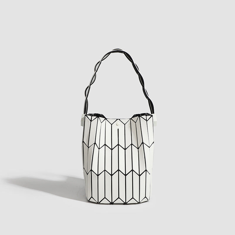 Geometric Rhombus Colour Matching Shoulder Bag - White Small Size - Women’s Shoulder Bag