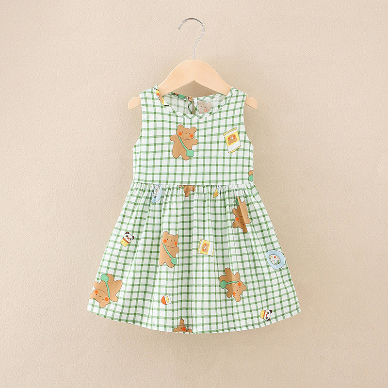 Girls’ A-line Skirt Dress Kids’ Summer Dress - Green / 100cm