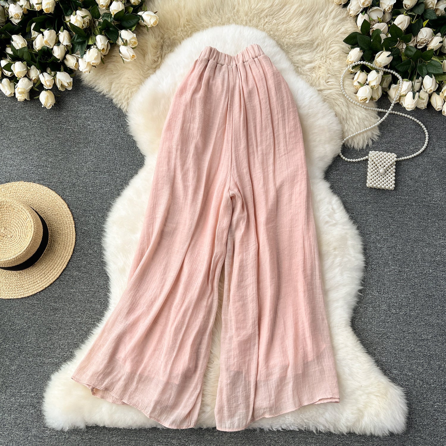 Girls’ Lightweight High Waist Chiffon Pants - Trousers
