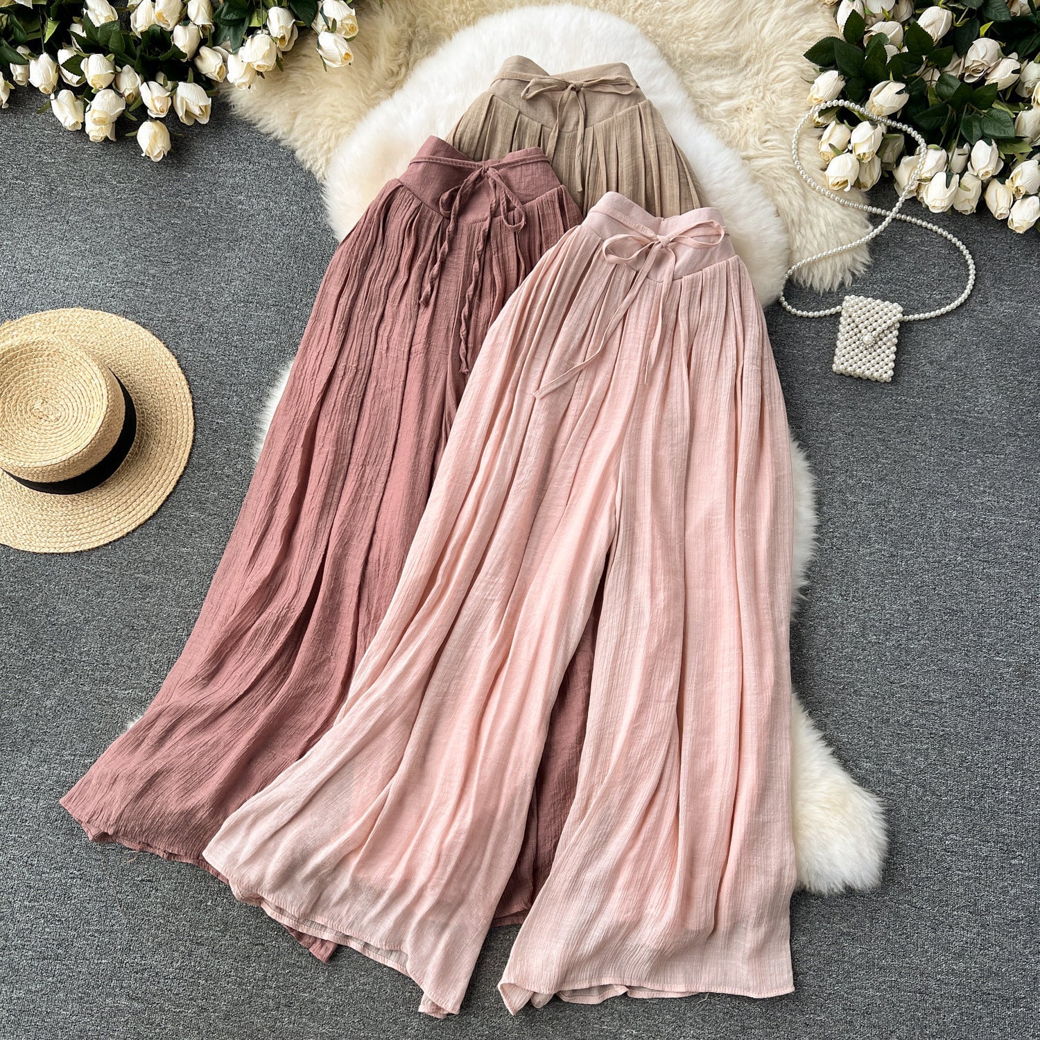 Girls’ Lightweight High Waist Chiffon Pants - Trousers