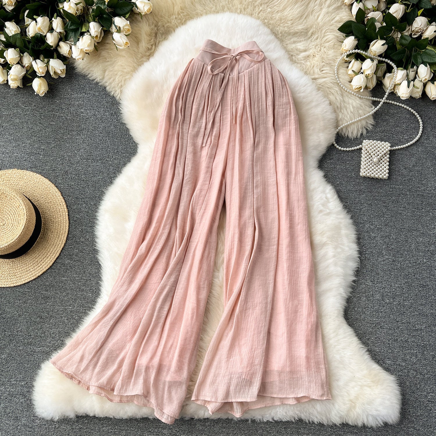 Girls’ Lightweight High Waist Chiffon Pants - Trousers