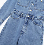Girls’ Waist-tight Straight-leg Denim Jumpsuit - Women’s jumpsuit