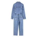 Girls’ Waist-tight Straight-leg Denim Jumpsuit - Women’s jumpsuit