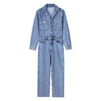 Girls’ Waist-tight Straight-leg Denim Jumpsuit - Women’s jumpsuit