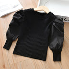 Girls Western Style Long Sleeved Blouse Kids’ Top - Black / 100cm