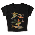 Goldfish Printed Versatile Slim Fit Casual Vest - Black T / L