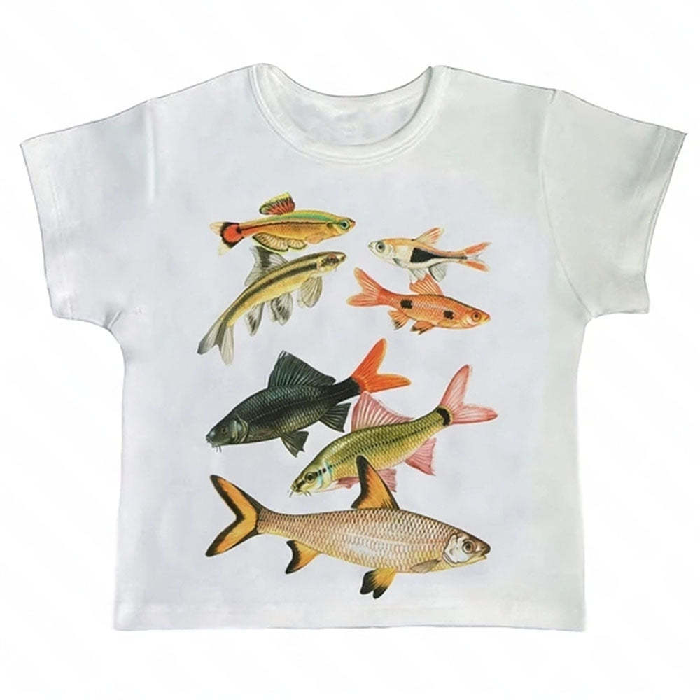 Goldfish Printed Versatile Slim Fit Casual Vest - White T / L