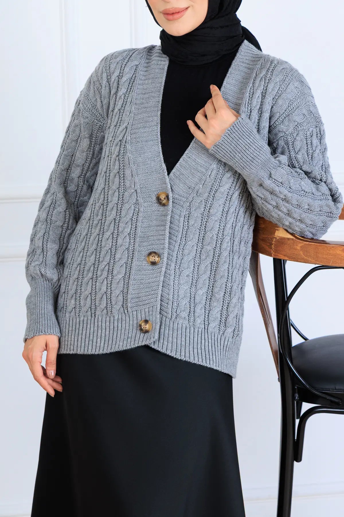 Hair Knit Short Knitwear Cardigan – NEOMODEST product image 3