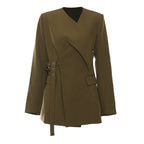 Heavy Corns Waist-tight Suit Jacket - Khaki Green / L