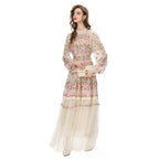 Heavy Embroidery Mesh Swing Dress Eid Dress Eid Outfit - Beige / L