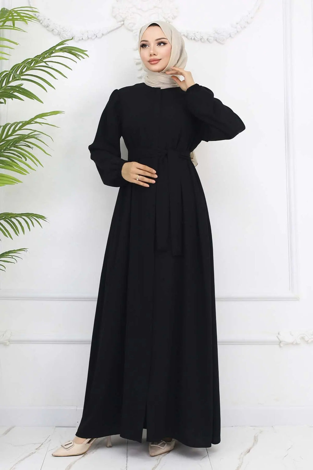 Mec Hidden Zipper Belted Abaya