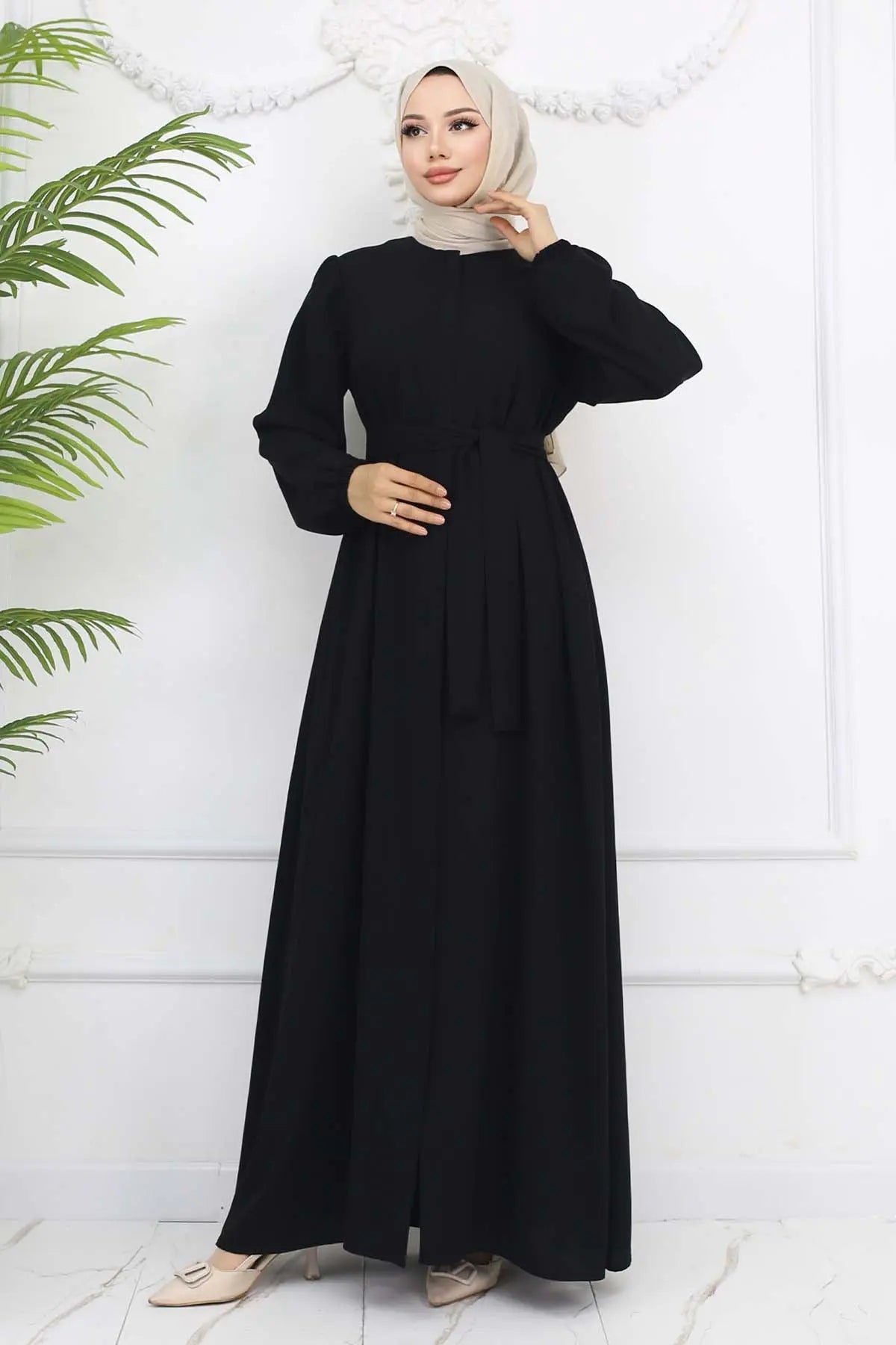 Mec Hidden Zipper Belted Abaya