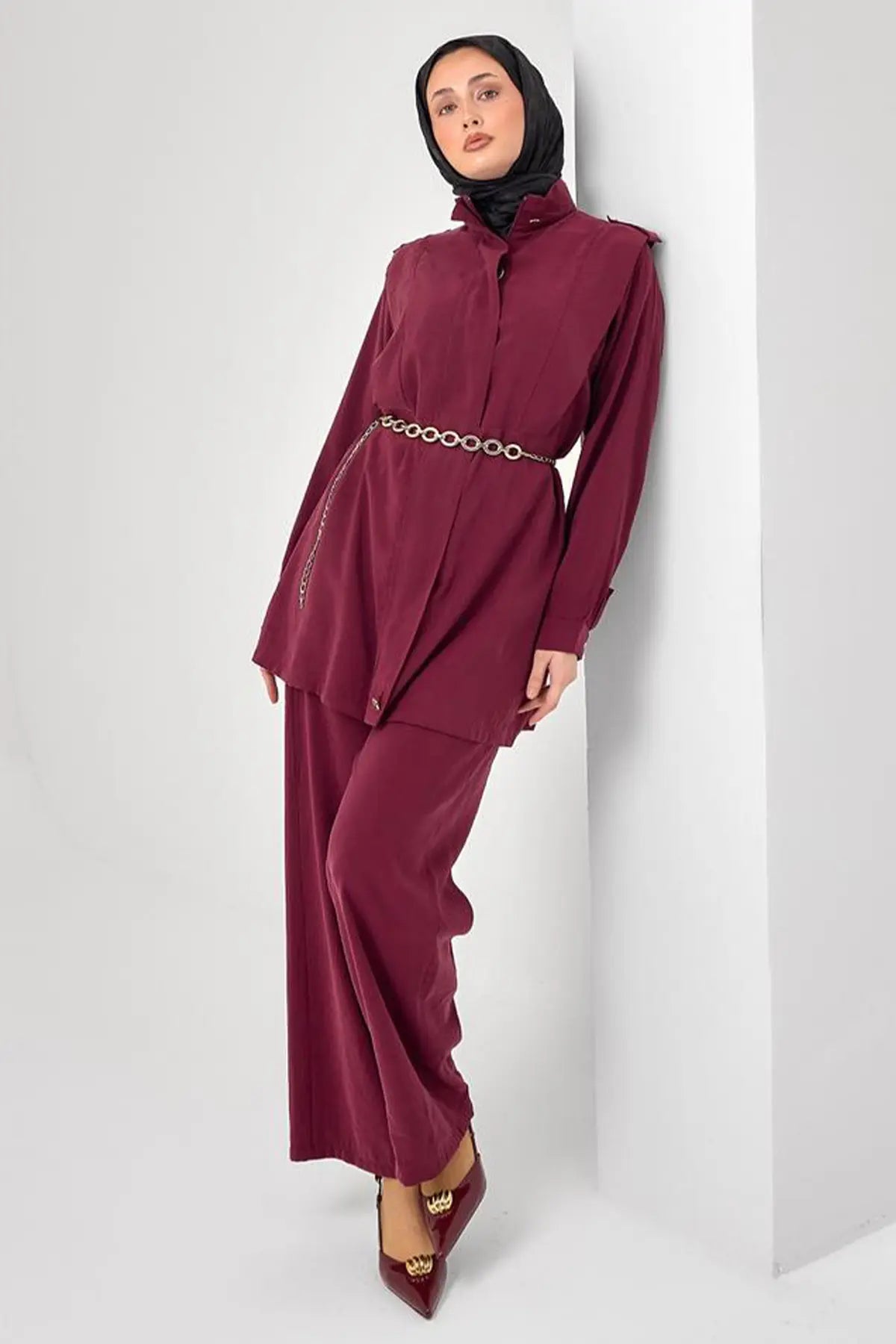 Hijab Two-piece Set | Claret Red – NEOMODEST product image 3