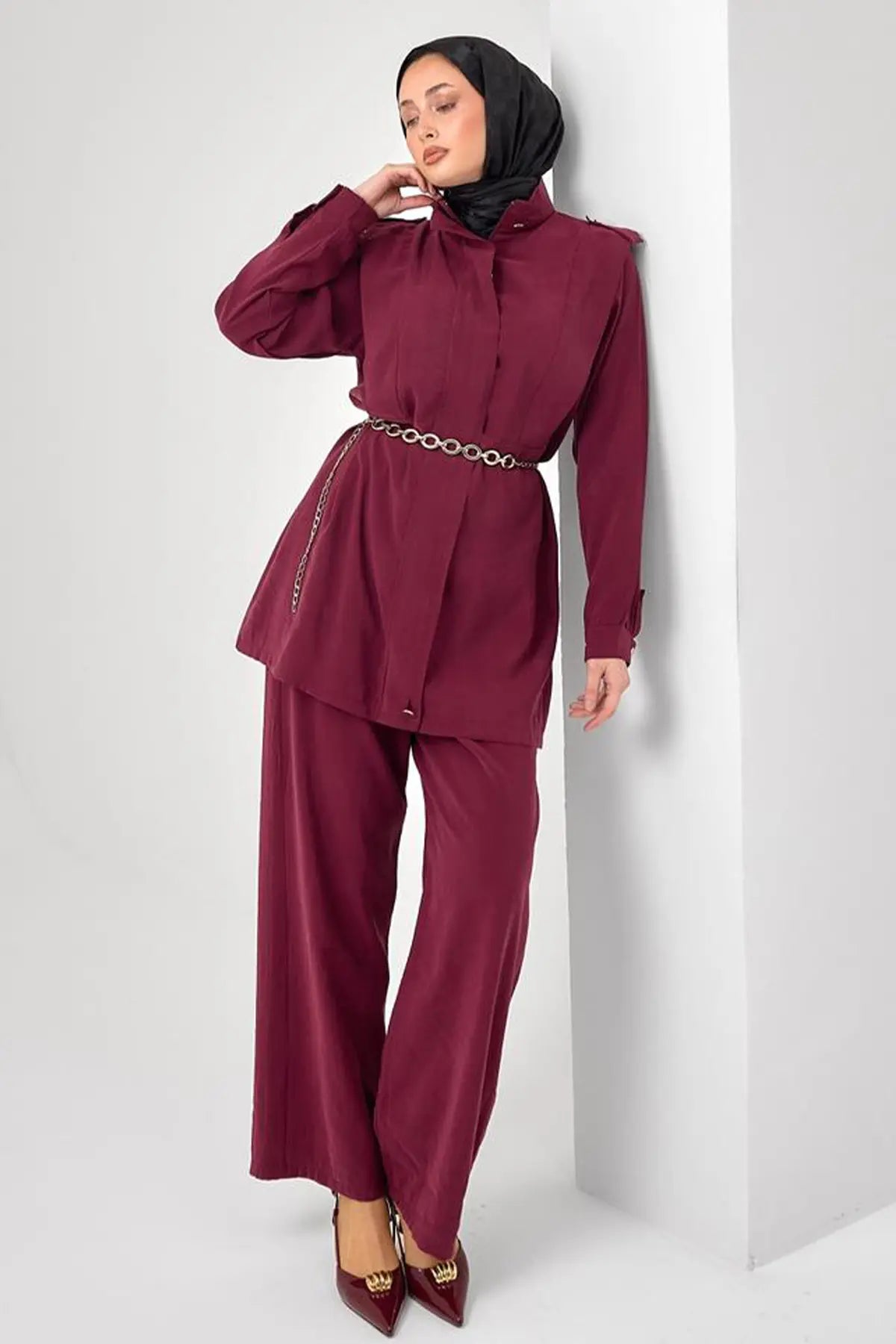 Hijab Two-piece Set | Claret Red – NEOMODEST product image 4