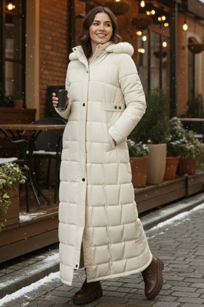 Hooded Quilted Coat | Beige – NEOMODEST product image 4