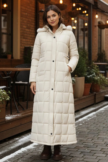 Hooded Quilted Coat | Beige – NEOMODEST product image 5