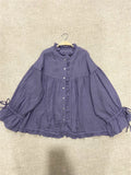 Japanese Style Princess Sleeves Shirt - Purple / Free Size - Blouse