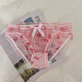 Japanese-style Sweet Cute Strawberry Plaid Mid-waist Underwear - Pink / L - underwear