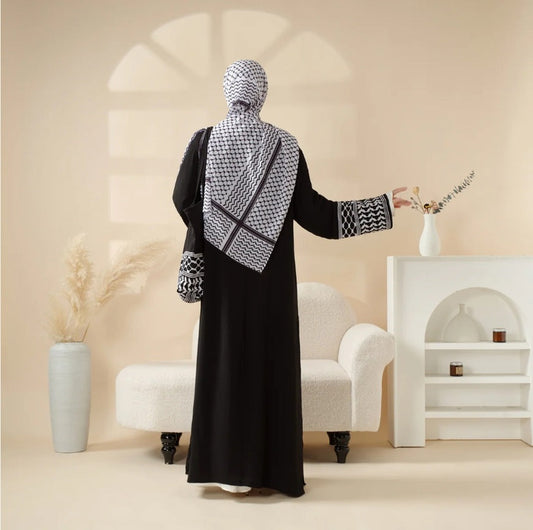 Keffiyeh Style Abaya With Crossbody Bag - Abaya